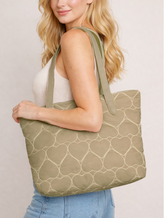 Heart Stitched Fashion Tote Bag 